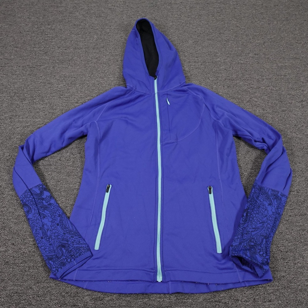 Title Nine Jacket Womens Small Purple Hooded Softshell Full Zip Paisley Stretch